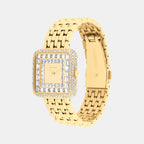 Cass Women Quartz Light Gold Dial Analog Stainless Steel Watch 14504576