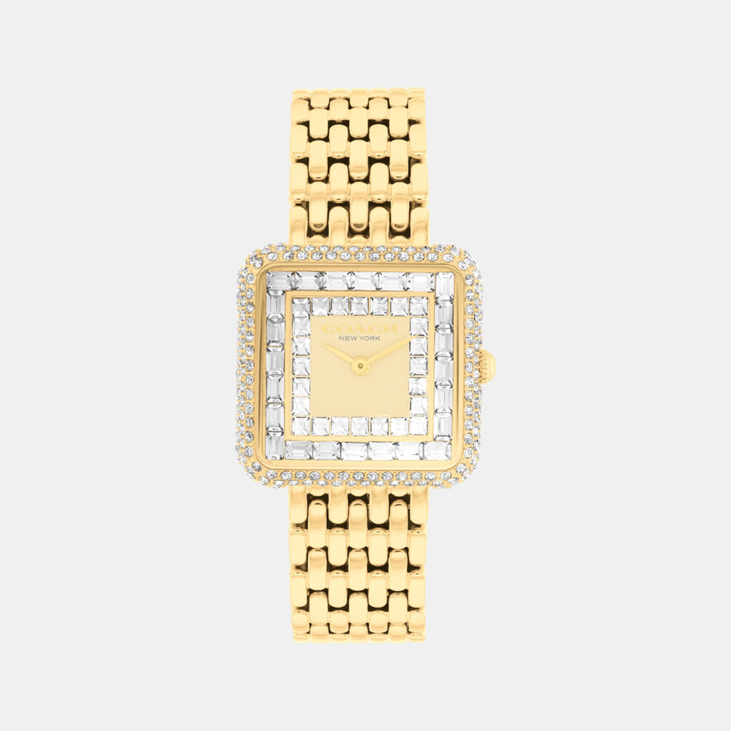 Cass Women Quartz Light Gold Dial Analog Stainless Steel Watch 14504576