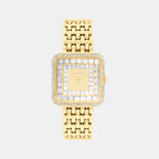 Cass Women Quartz Light Gold Dial Analog Stainless Steel Watch 14504576