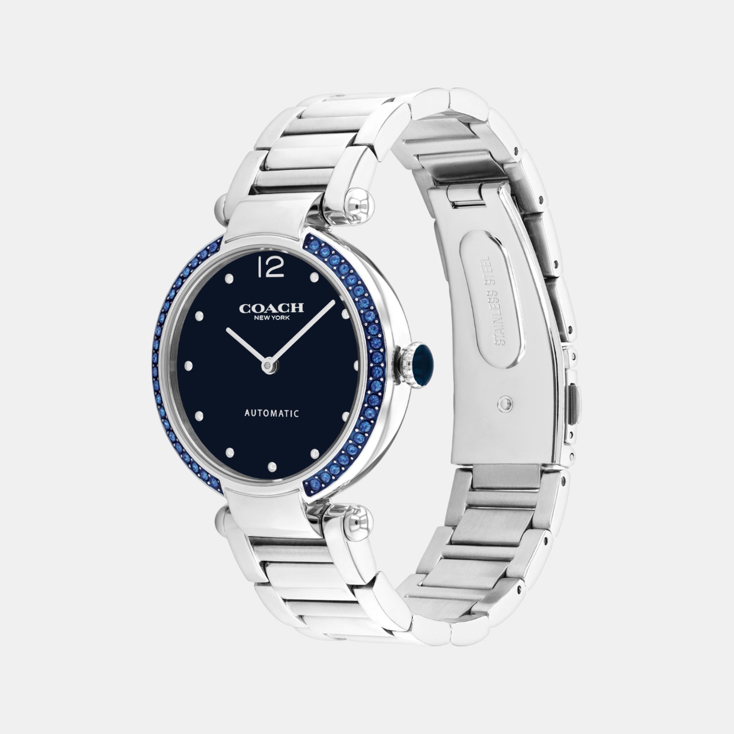 Cary Women Automatic Navy Dial Analog Stainless Steel Watch 14504578