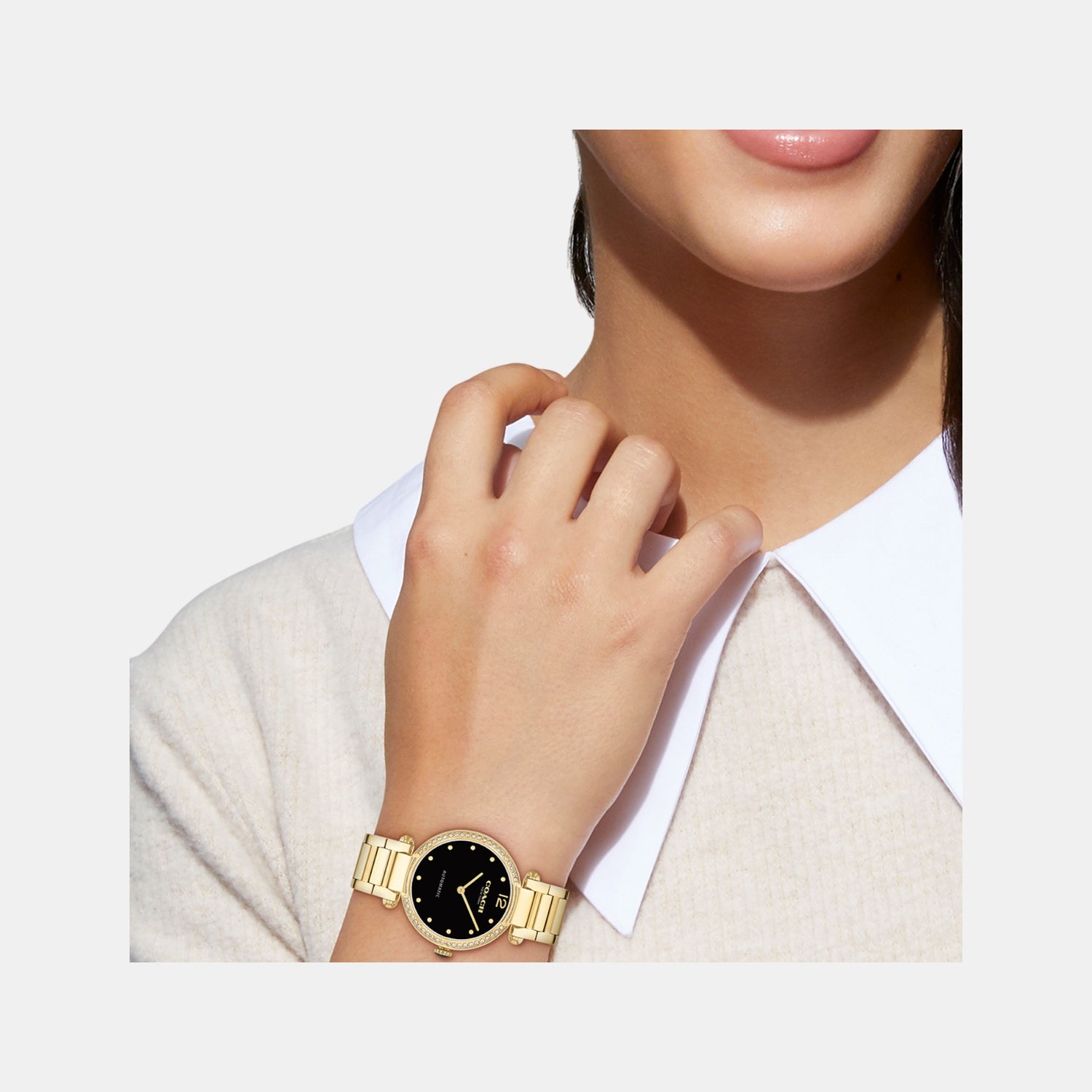 Cary Women Automatic Black Dial Analog Stainless Steel Watch 14504579