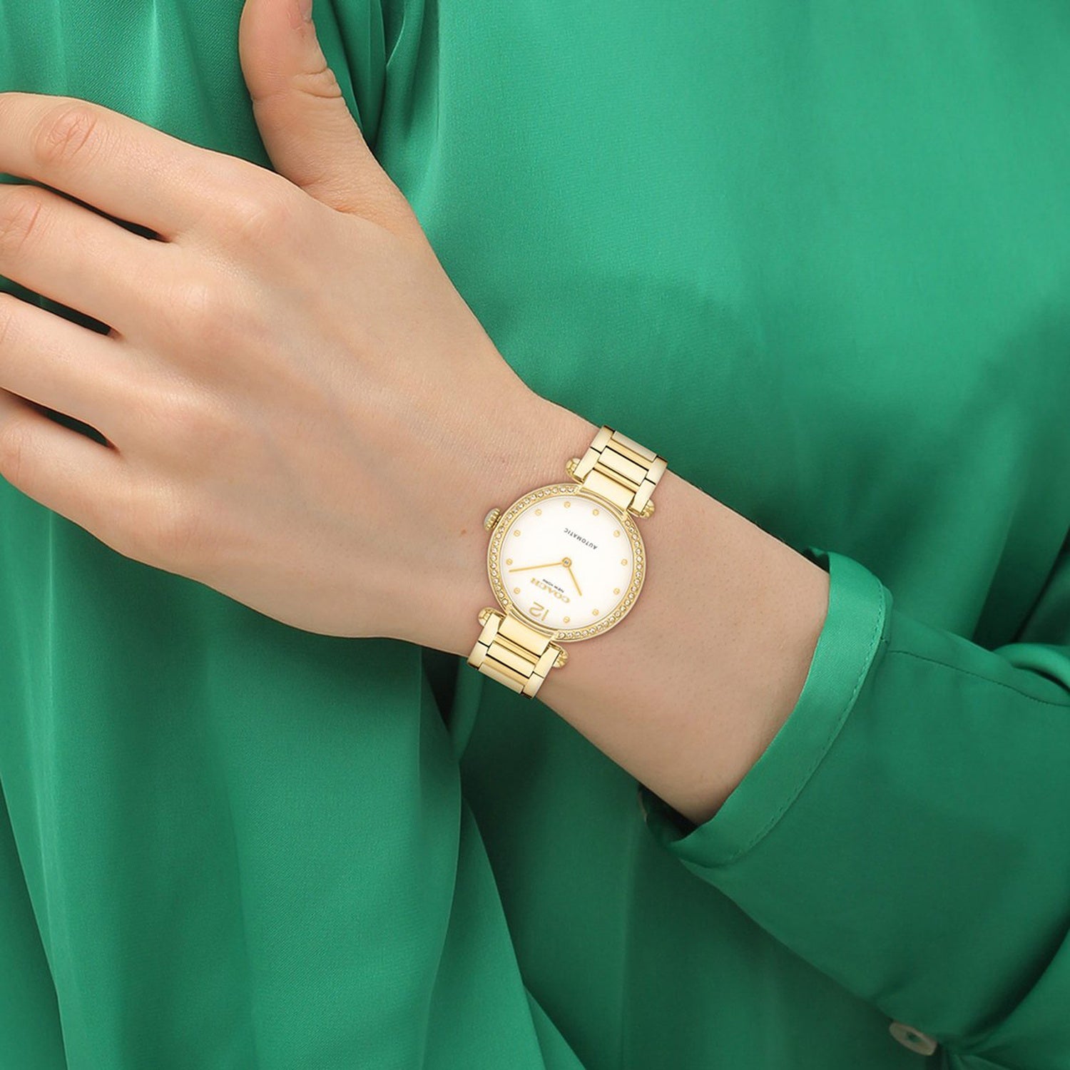 Cary Women Automatic White Dial Analog Stainless Steel Watch 14504580