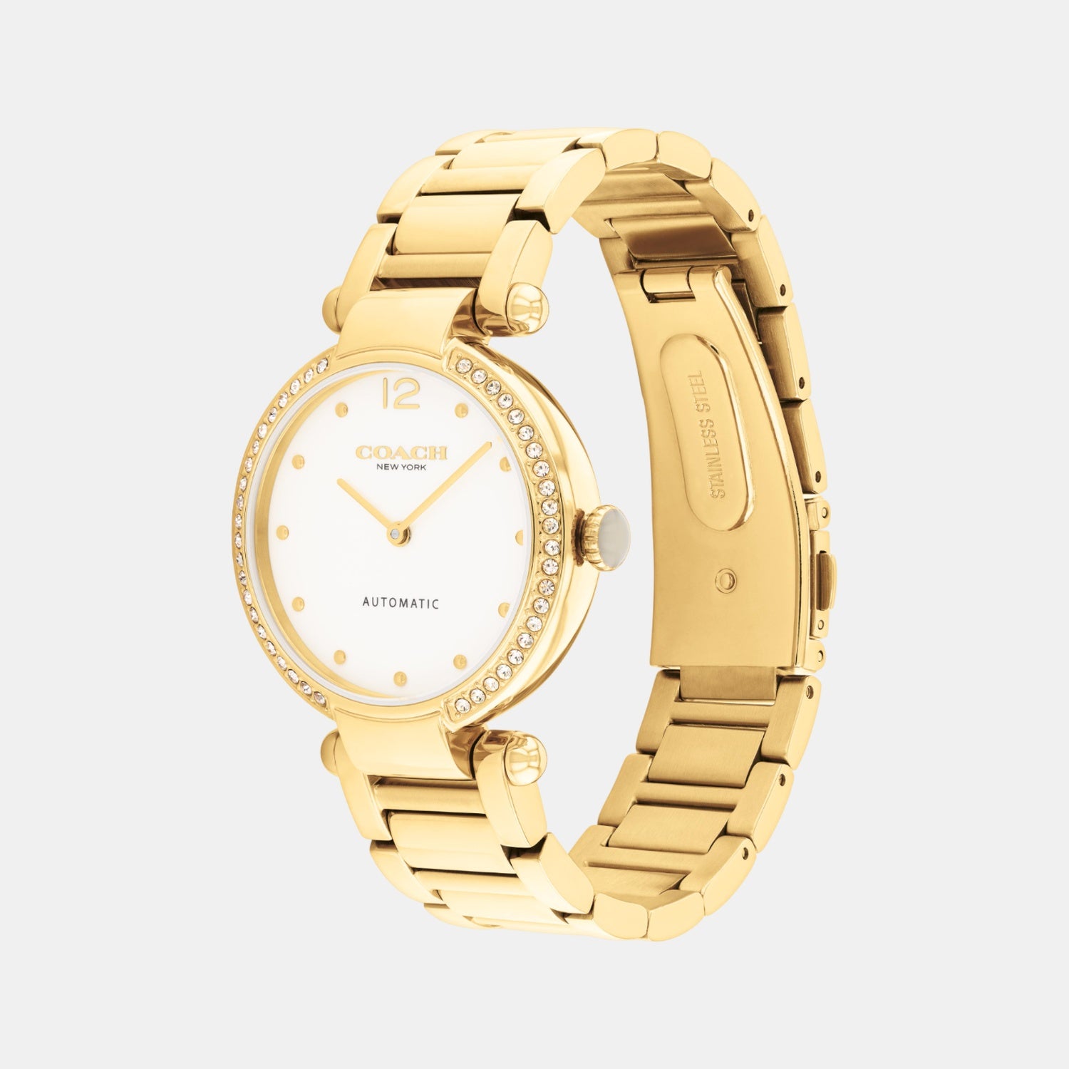 Cary Women Automatic Chalk Dial Analog Stainless Steel Watch 14504580