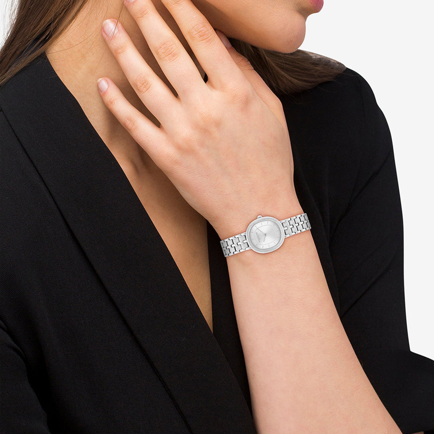 Women Quartz Silver Dial Analog Stainless Steel Watch 14504659