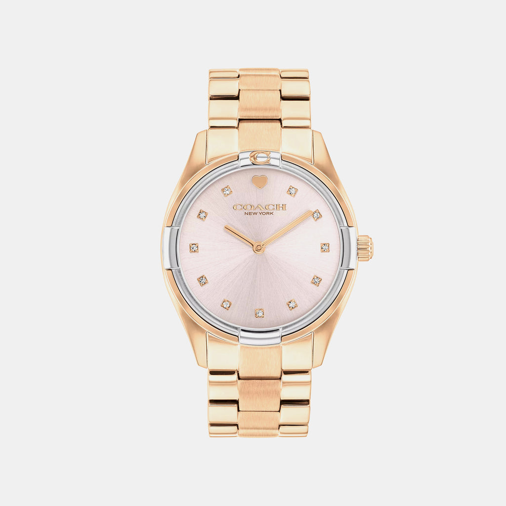 Brooks Women Quartz Pink Dial Analog Stainless Steel Watch 14504668