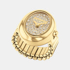 Sammy Women Quartz Gold Dial Analog Stainless Steel Ring Watch 14504745