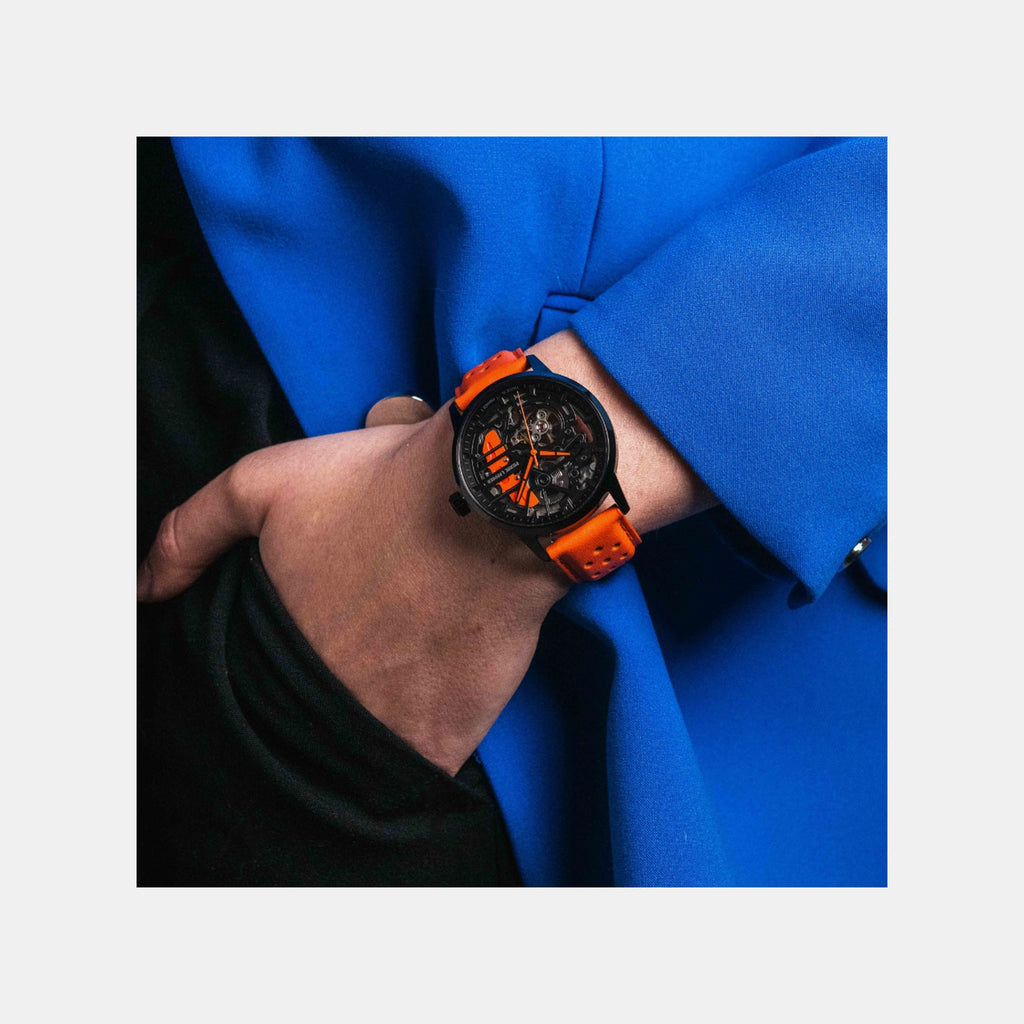 Paddock Women Automatic Black Dial Analog Leather Watch 145G899