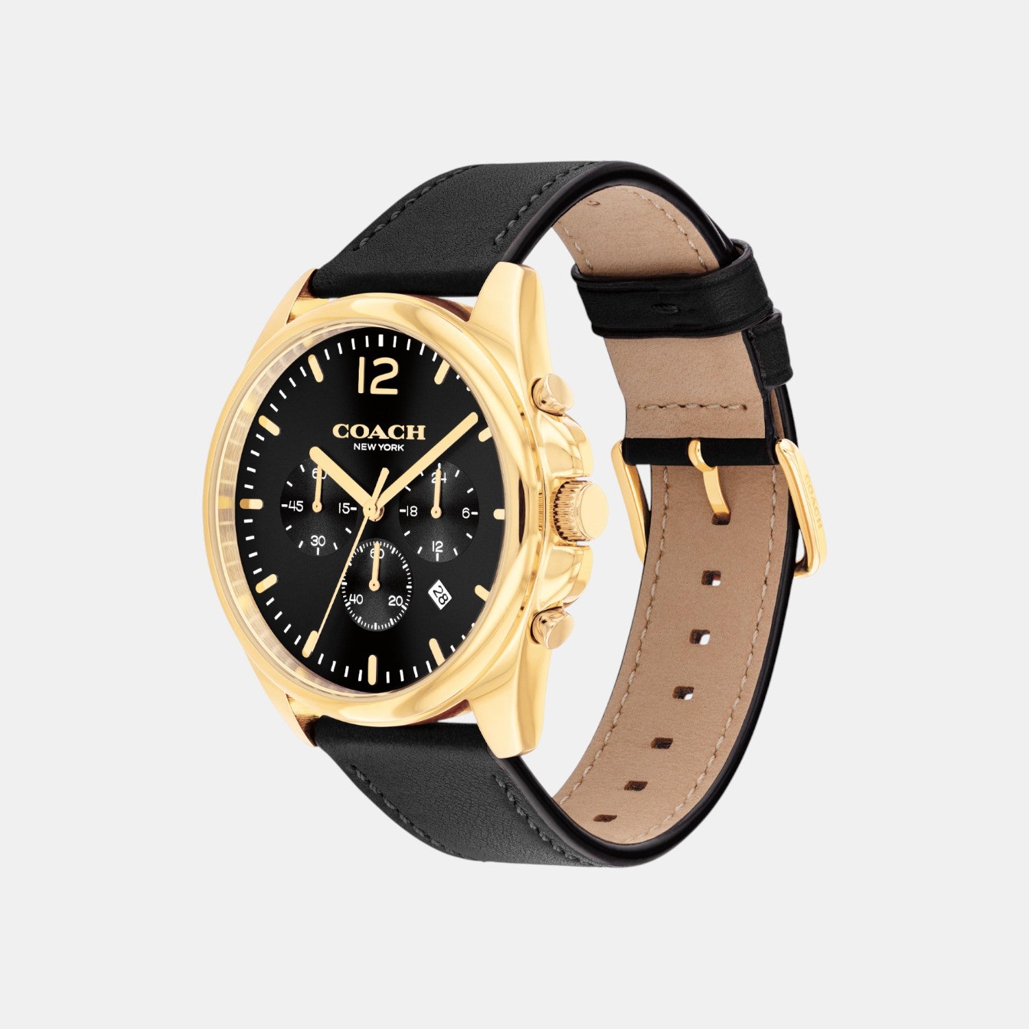 Greyson Men Quartz Black Dial Chronograph Calf Watch 14602631