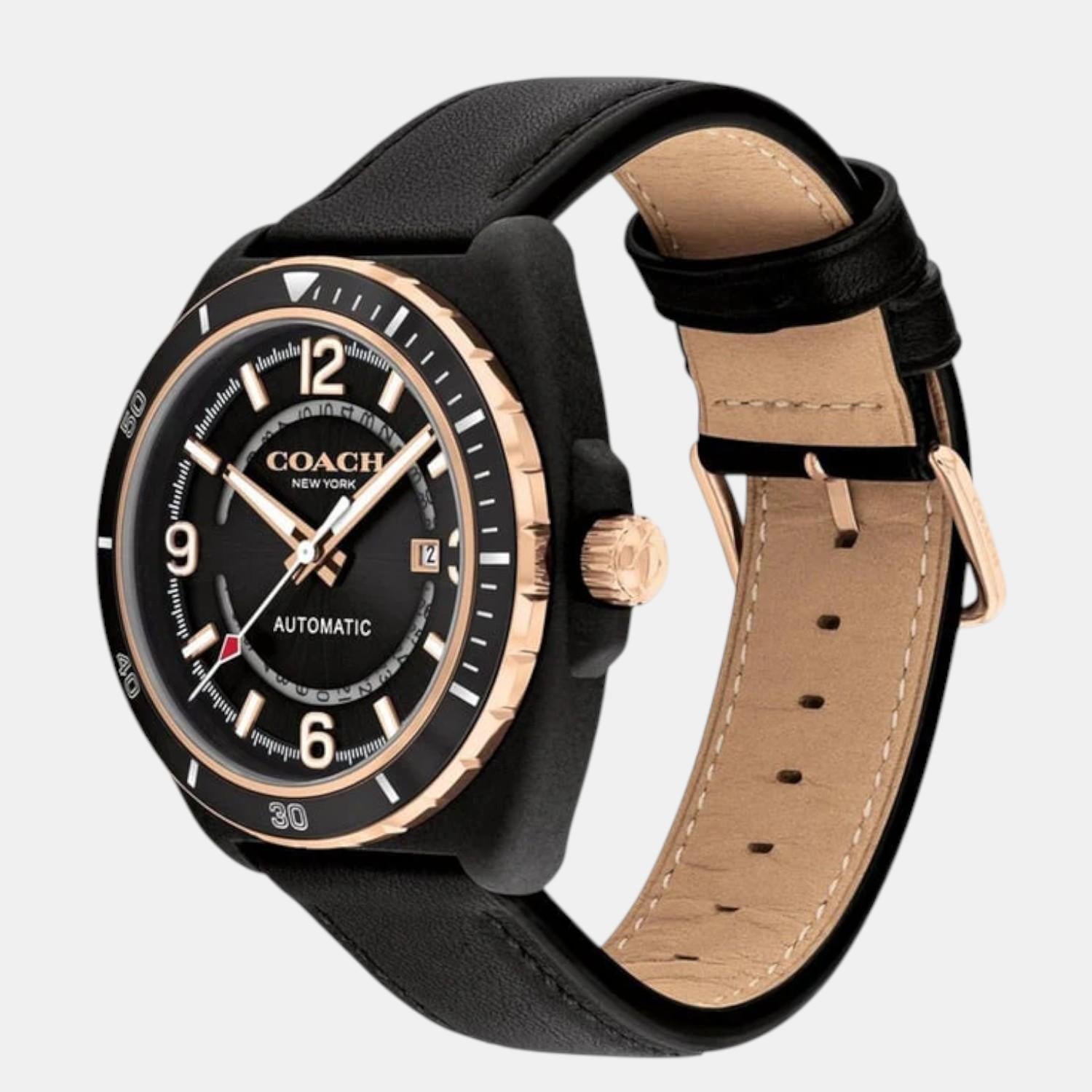 Charter Men Automatic Black Dial Analog Leather Watch 14602734