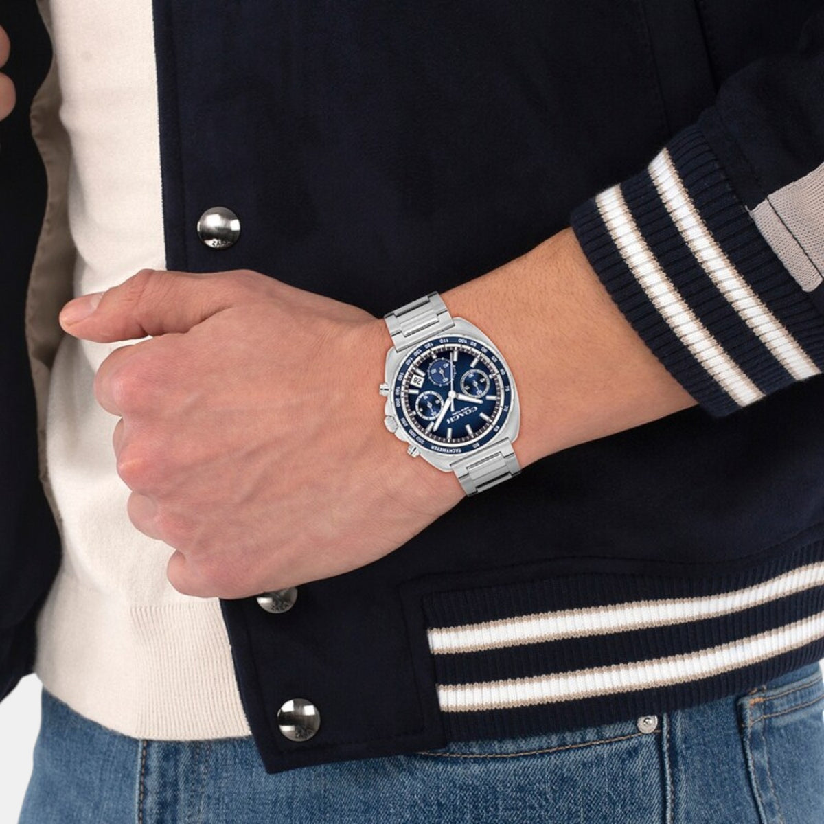 Charter Men Quartz Blue Dial Chronograph Stainless Steel Watch 14602737