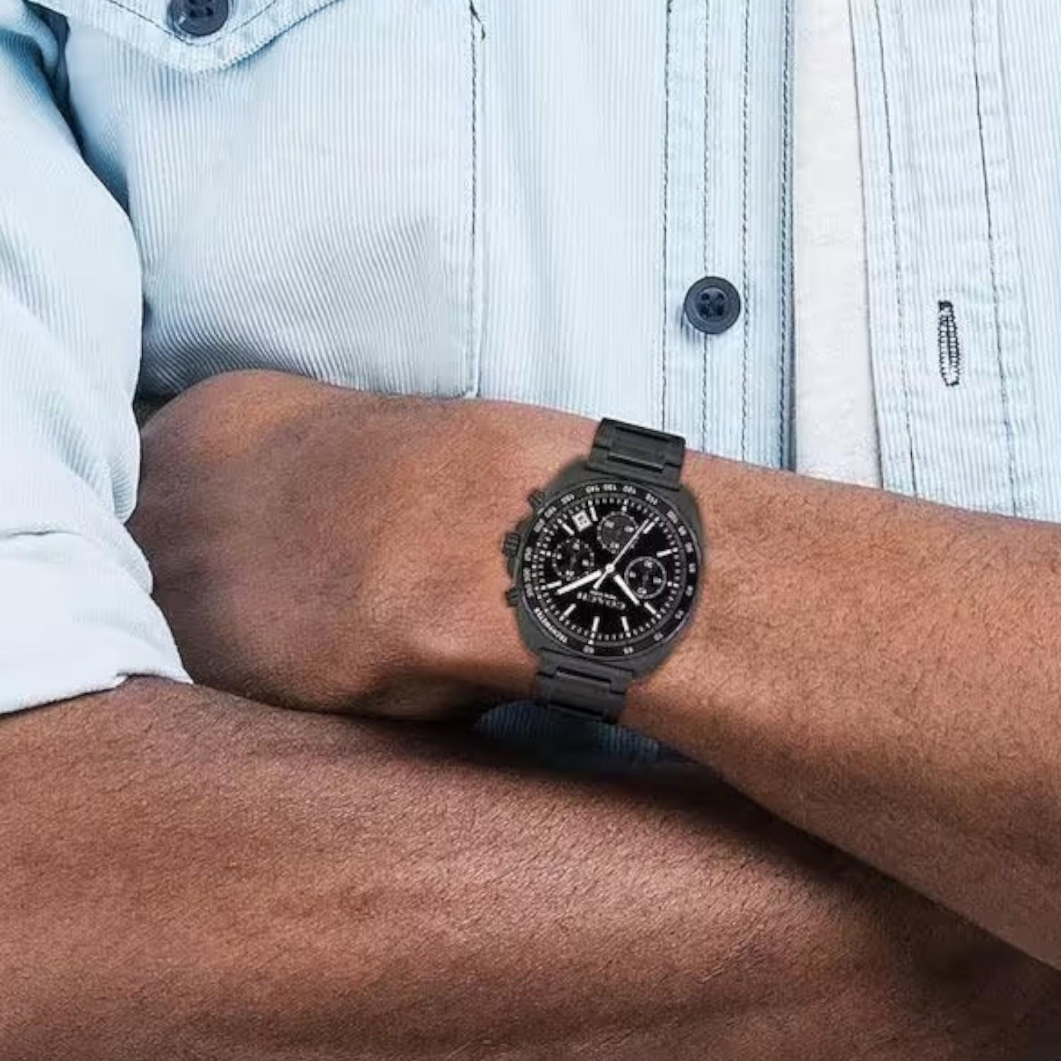 Charter Men Quartz Black Dial Chronograph Stainless Steel Watch 14602739