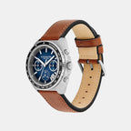 Charter Men Quartz Blue Dial Chronograph Leather Watch 14602741