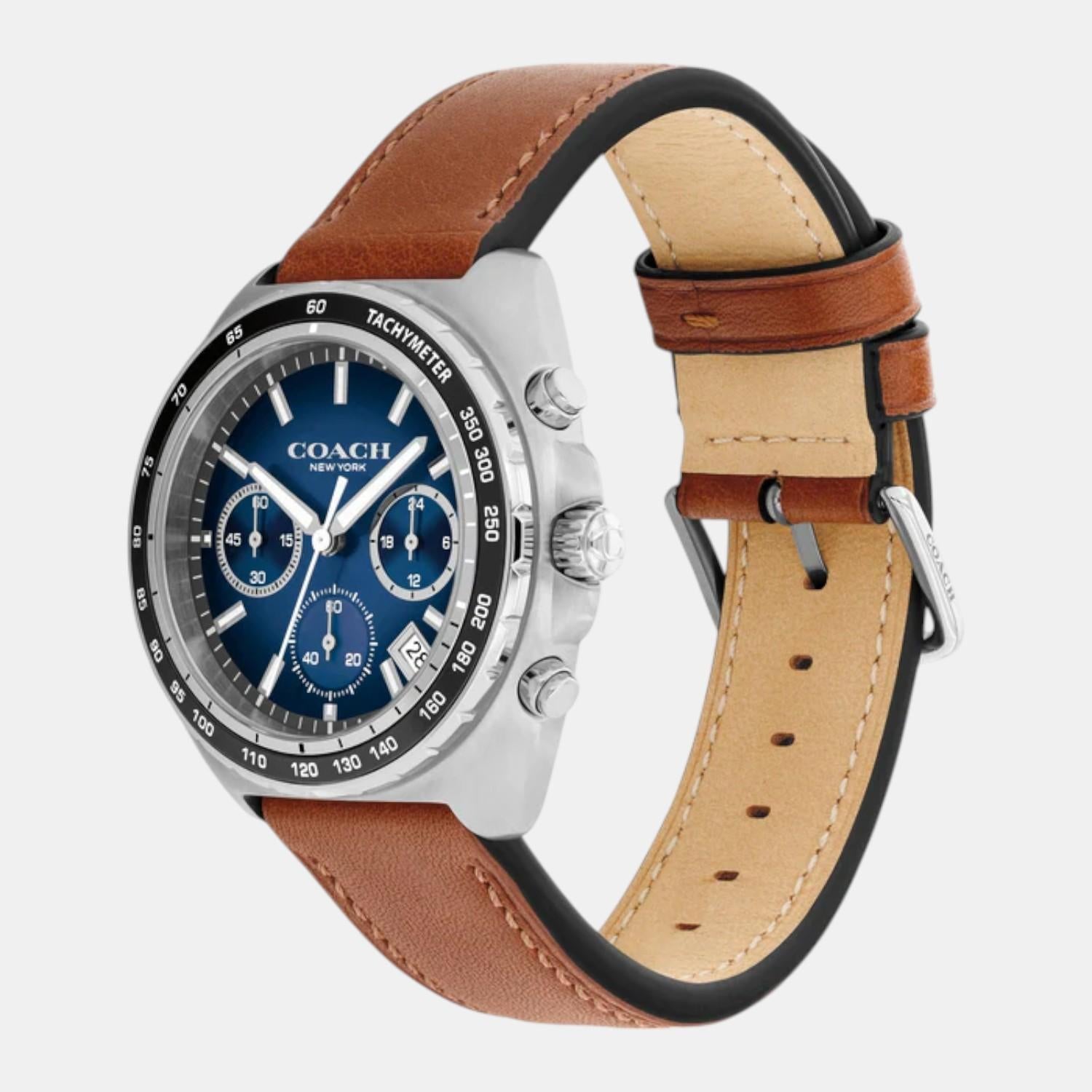 Charter Men Quartz Blue Dial Chronograph Leather Watch 14602741