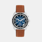 Charter Men Quartz Blue Dial Chronograph Leather Watch 14602741