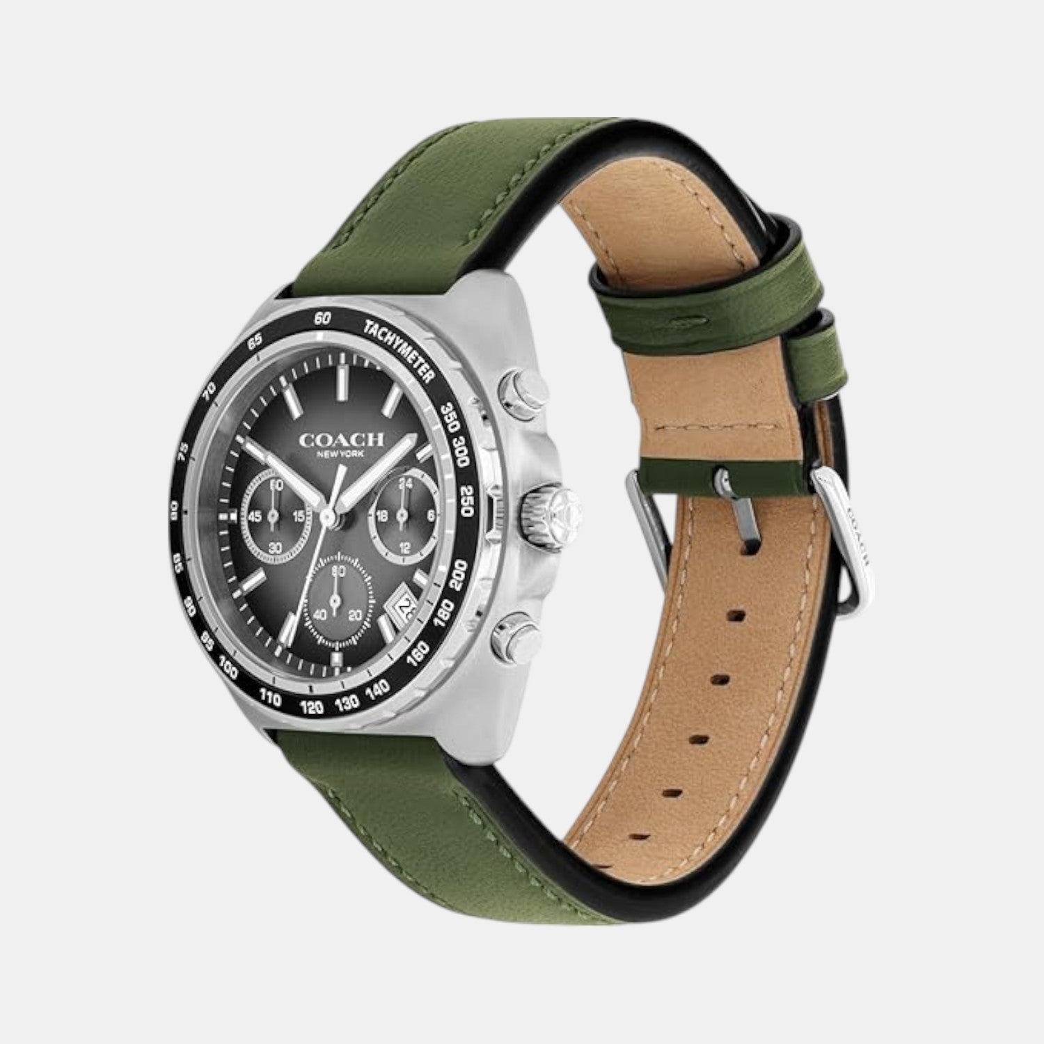 Charter Men Quartz Grey Dial Chronograph Leather Watch 14602742