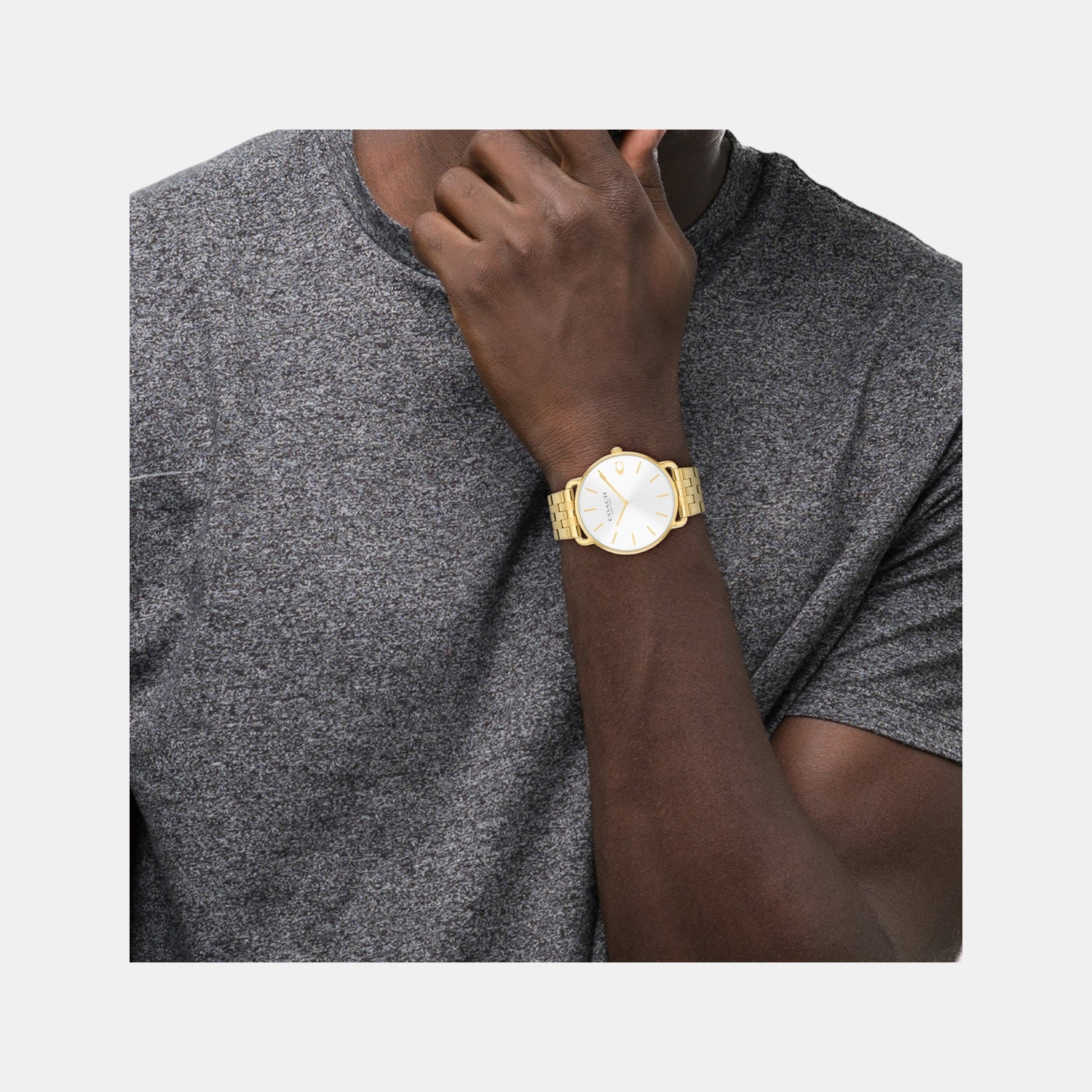 Elliot Men Quartz Silver White Dial Analog Stainless Steel Watch 14602747