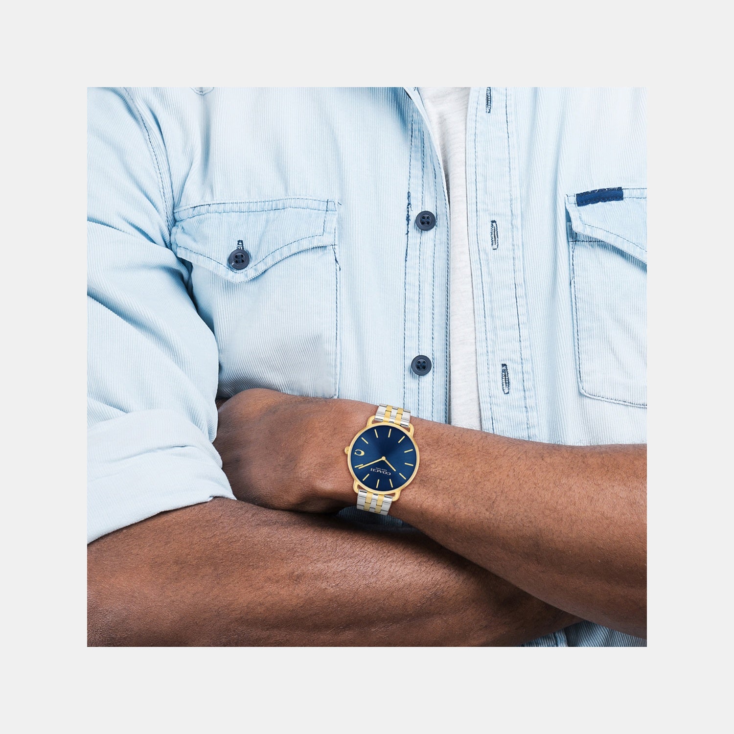 Elliot Men Quartz Blue Dial Analog Stainless Steel Watch 14602748