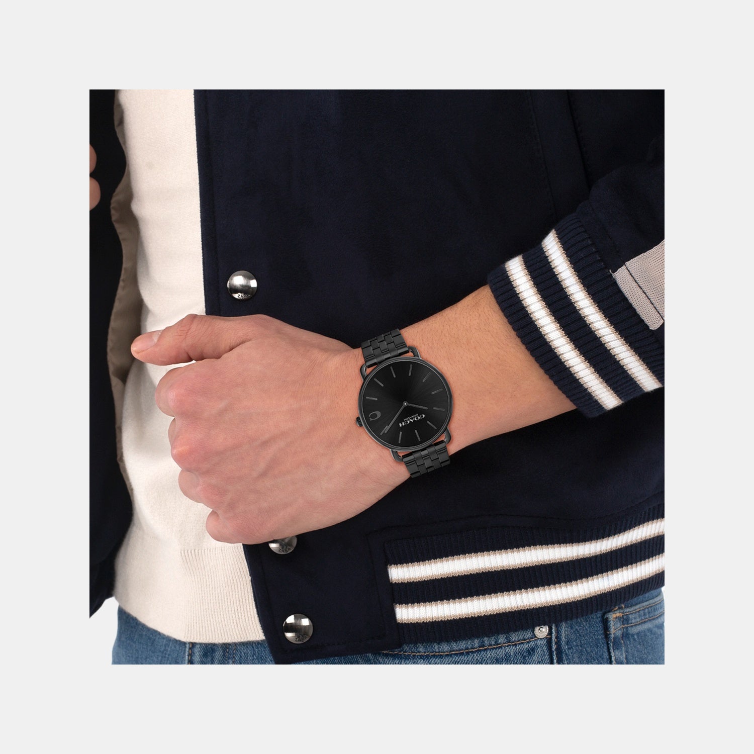 Elliot Men Quartz Black Dial Analog Stainless Steel Watch 14602749