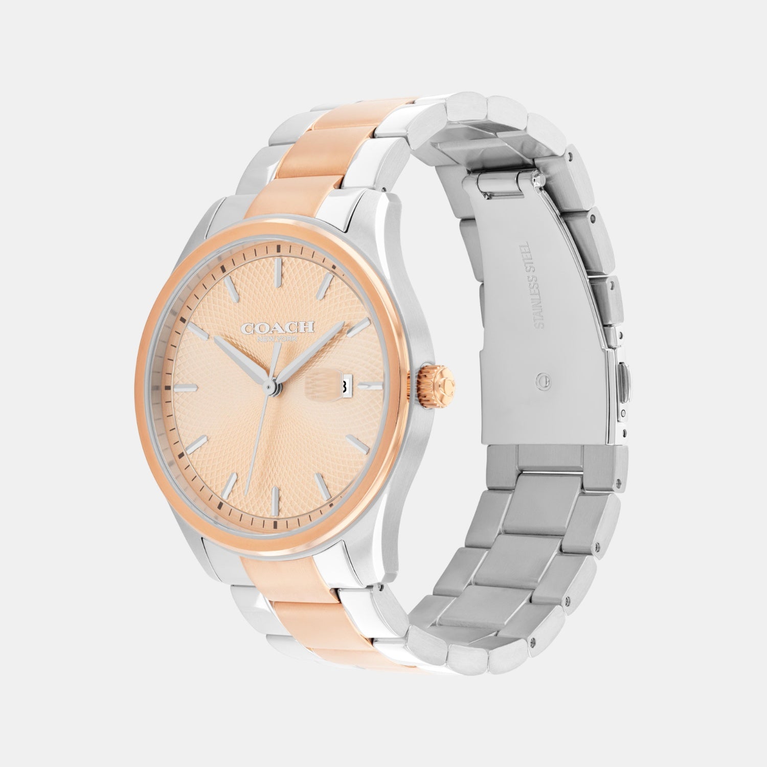 Oliver Men Quartz Rose Gold Dial Analog Stainless Steel Watch 14602752