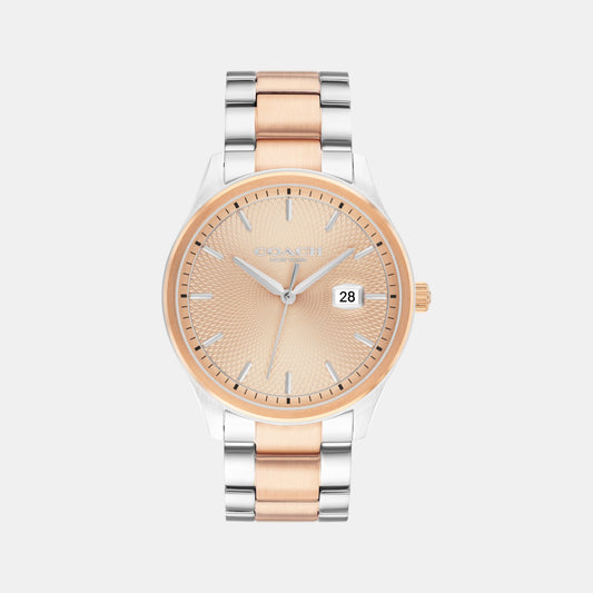 Oliver Men Quartz Rose Gold Dial Analog Stainless Steel Watch 14602752