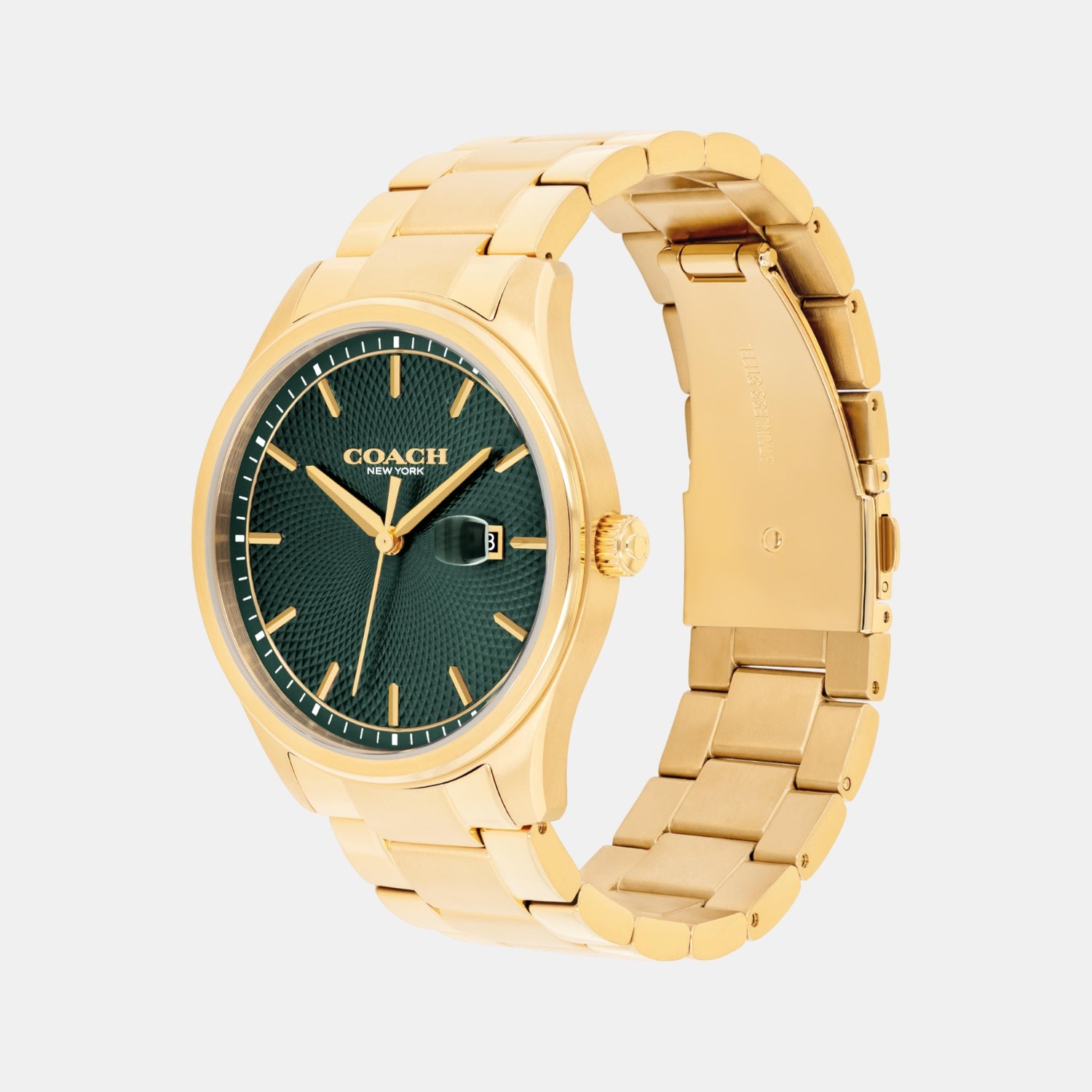 Oliver Men Quartz Green Dial Analog Stainless Steel Watch 14602753