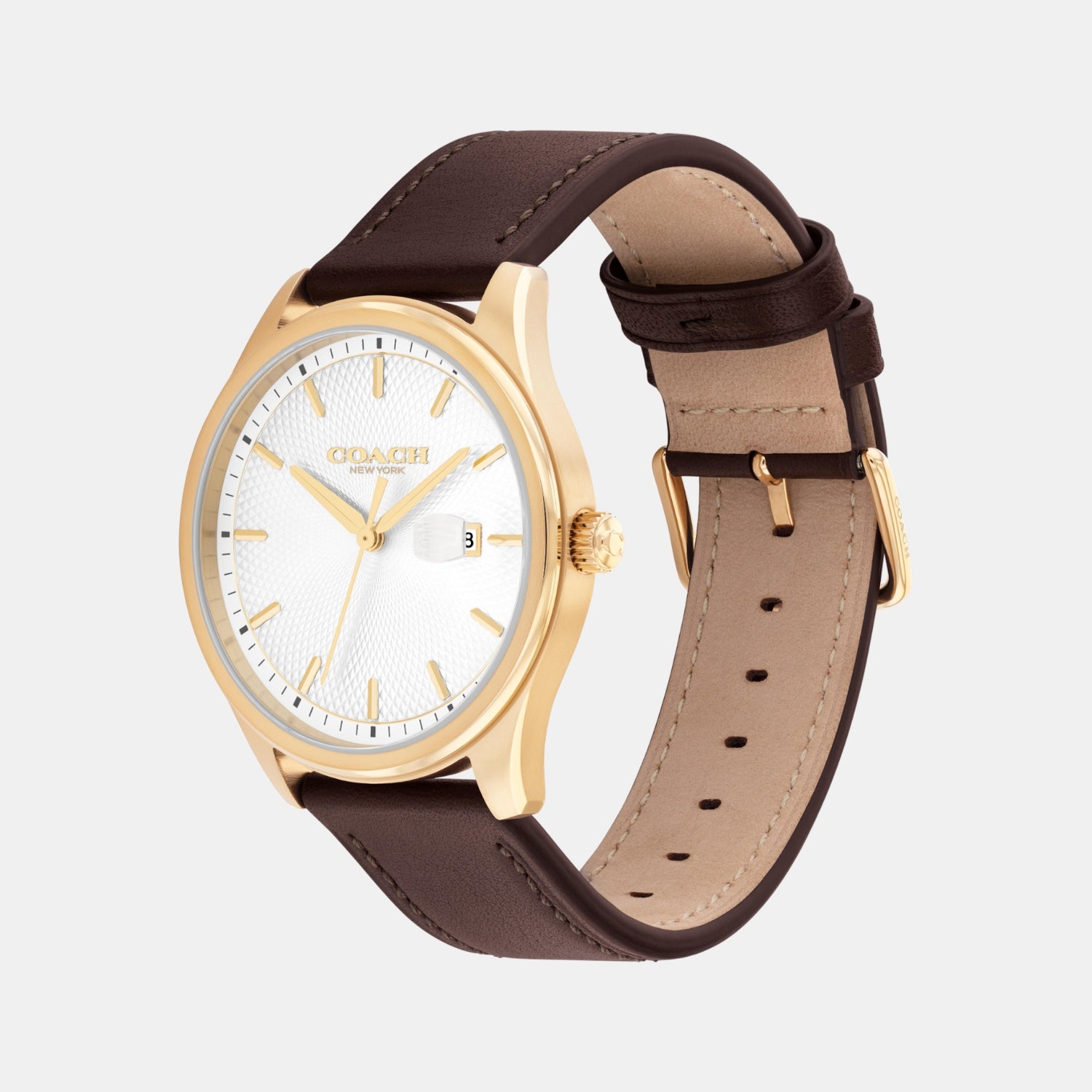 Oliver Men Quartz Silver White Dial Analog Calf Watch 14602756