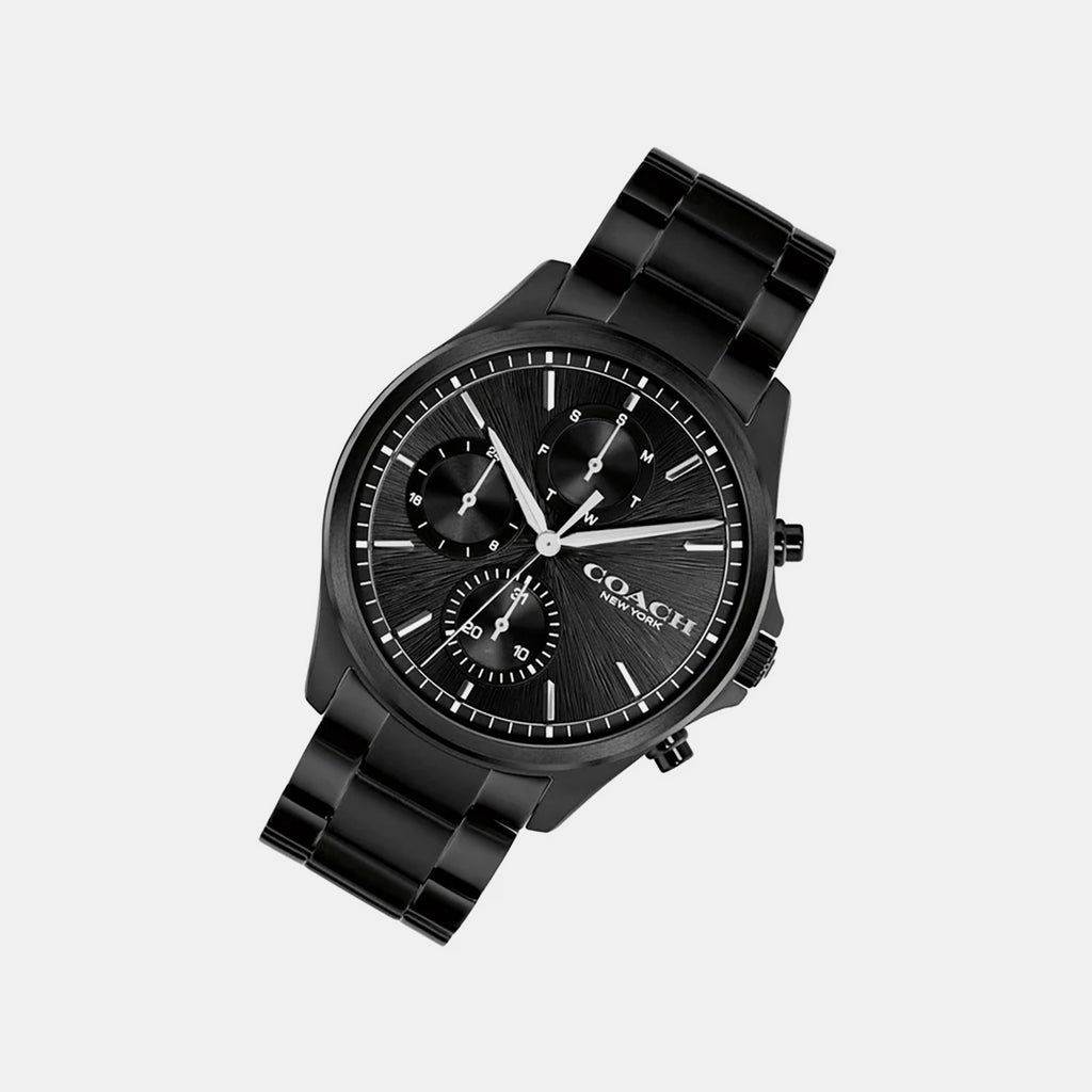 Men Quartz Black Dial Chronograph Stainless Steel Watch 14602778