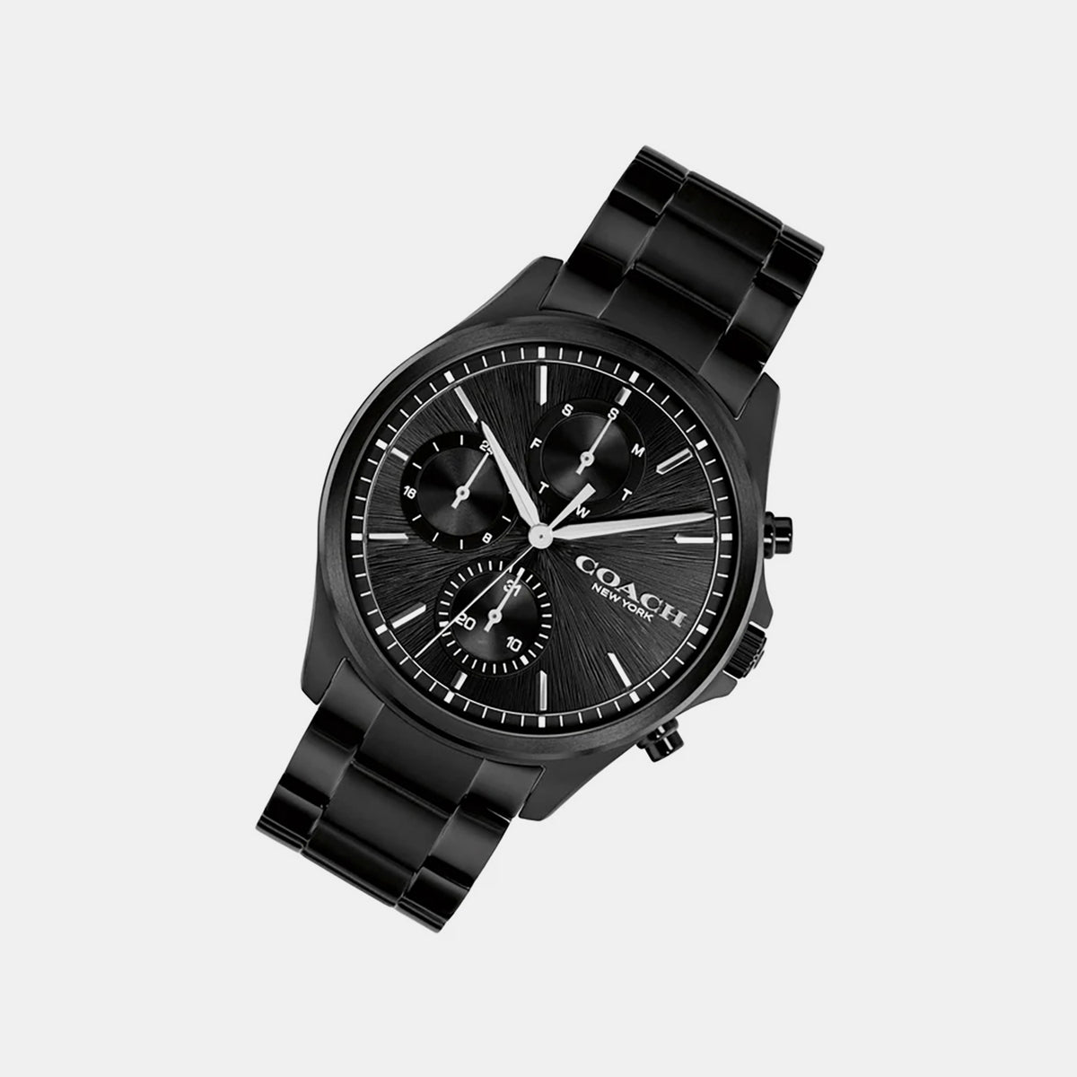 Men Quartz Black Dial Chronograph Stainless Steel Watch 14602778