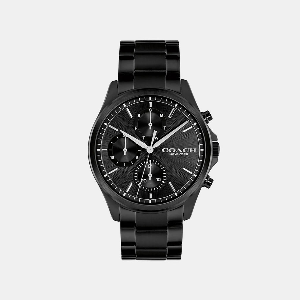 Men Quartz Black Dial Chronograph Stainless Steel Watch 14602778