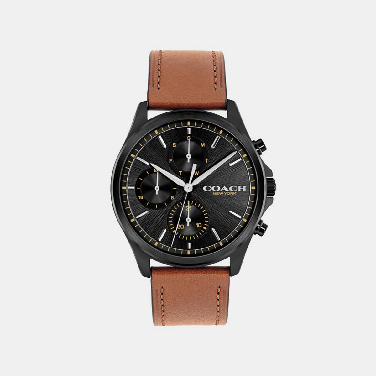 Men Quartz Black Dial Chronograph Leather Watch 14602782