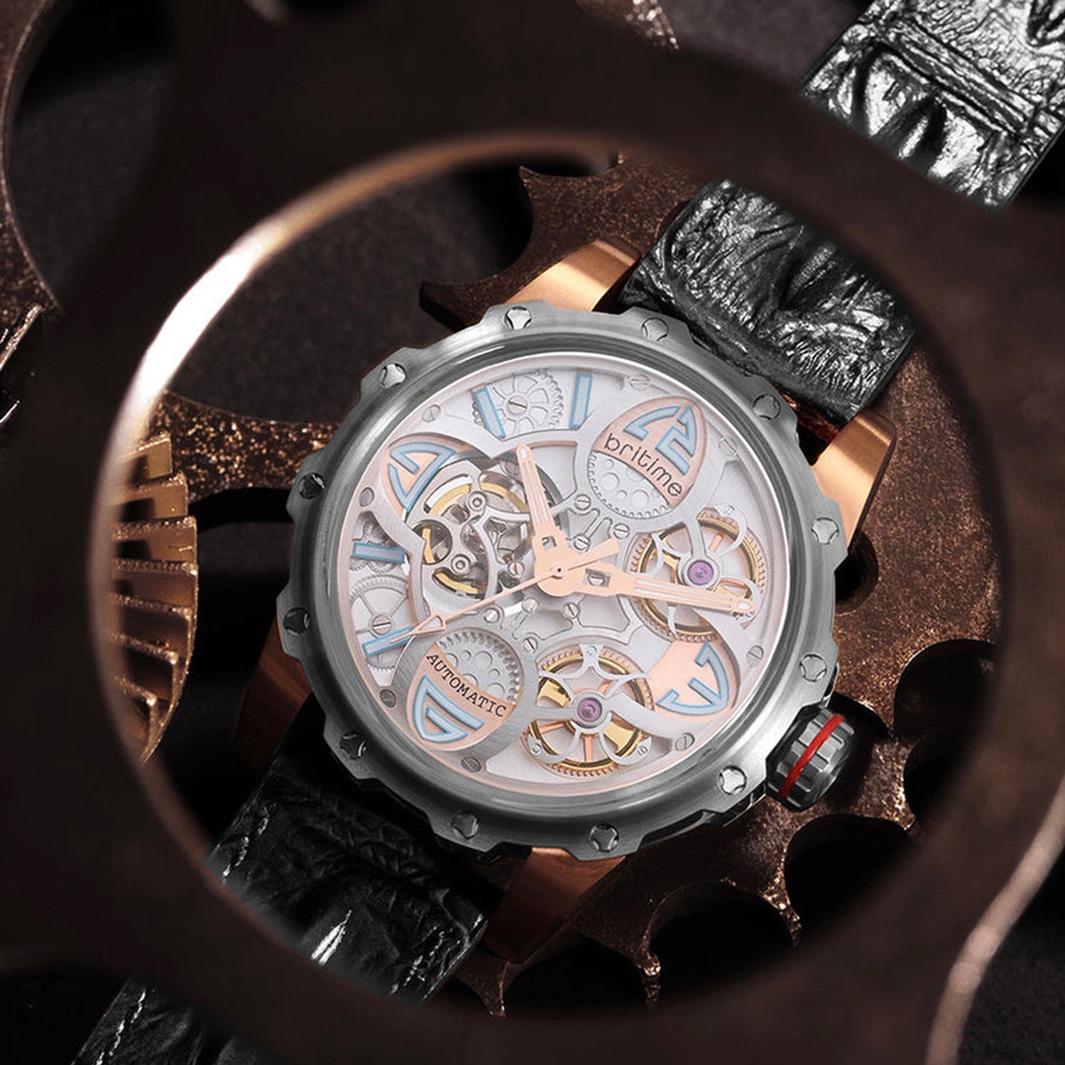 Era Men Automatic Silver Dial Analog Leather Watch 147-L10306