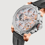 Era Men Automatic Silver Dial Analog Leather Watch 147-L10306
