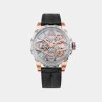 Era Men Automatic Silver Dial Analog Leather Watch 147-L10306