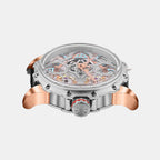 Era Men Automatic Silver Dial Analog Leather Watch 147-L10306