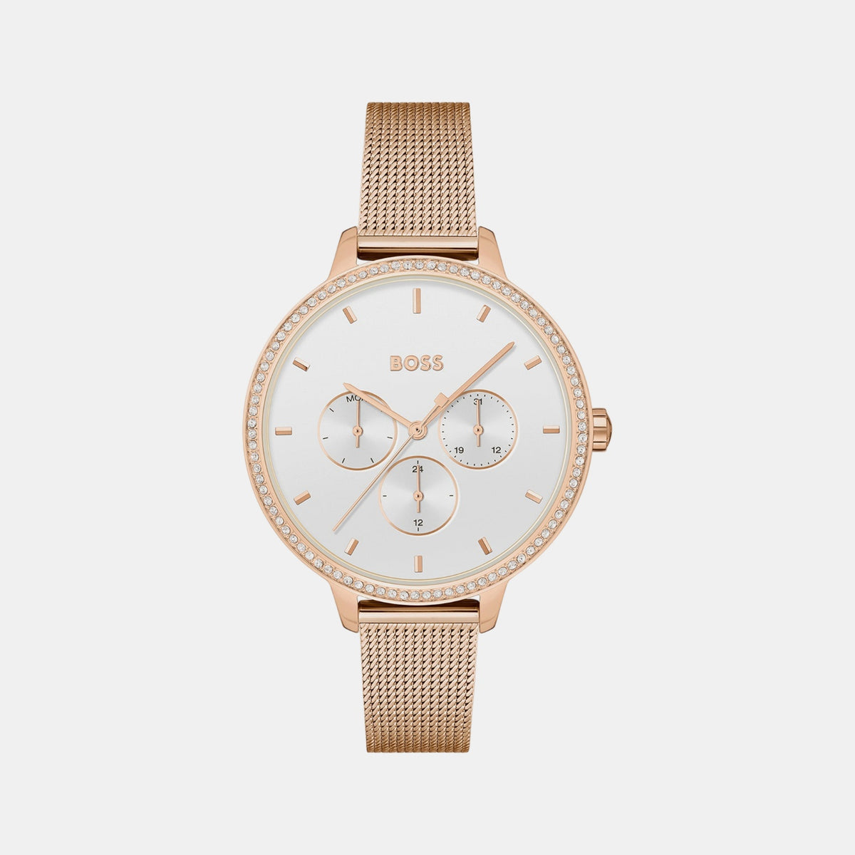 Boss Prime Women Quartz White Dial Multi-Function Mesh Watch 1502663