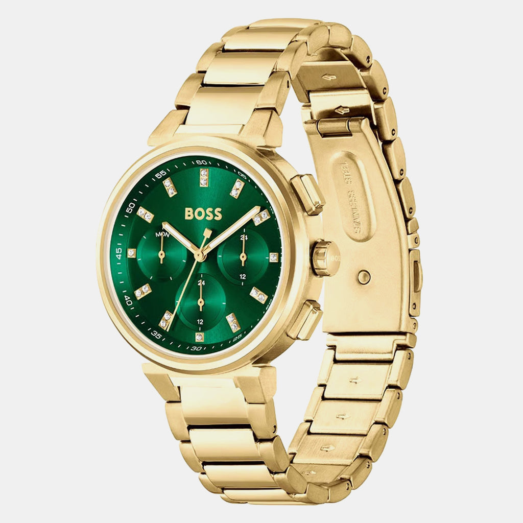 Women Quartz Green Dial Chronograph Stainless Steel Watch 1502679