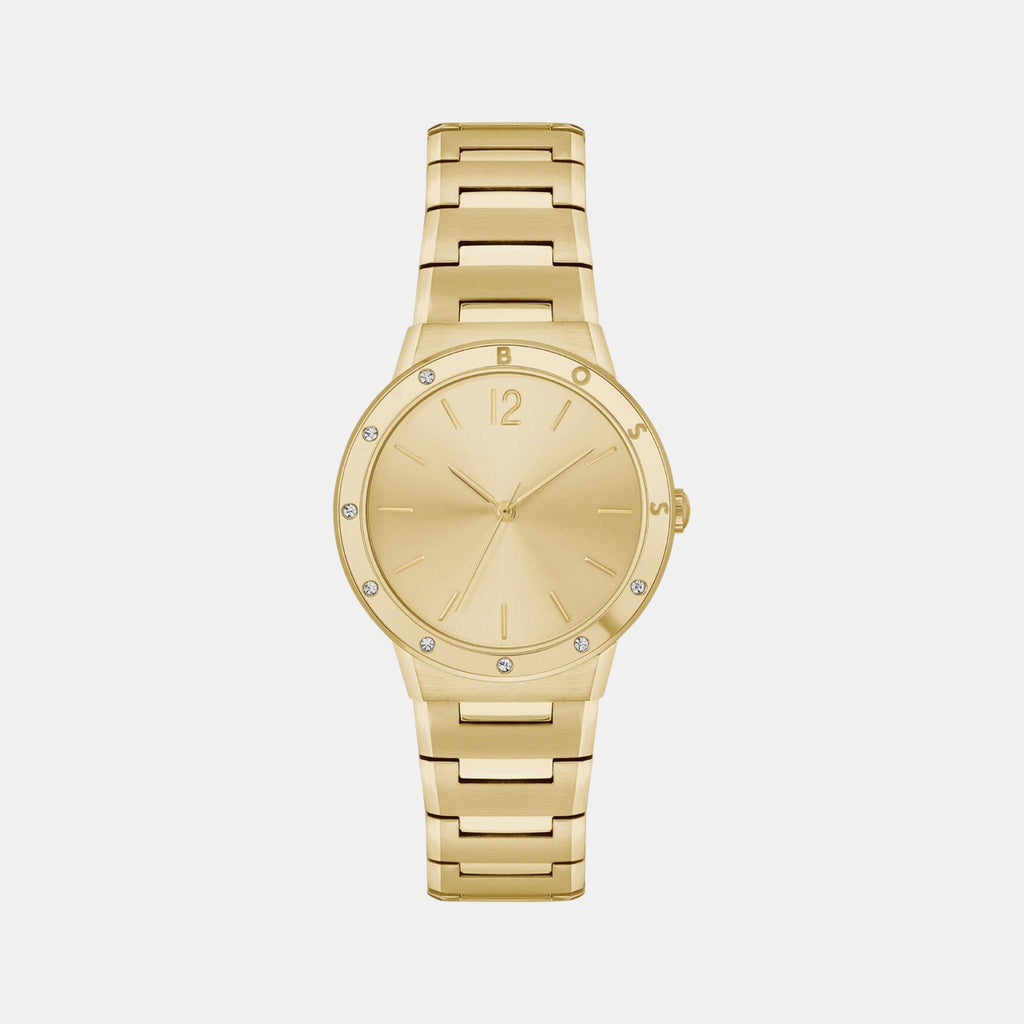 Breath Women Quartz Gold Dial Analog Stainless Steel Watch 1502715