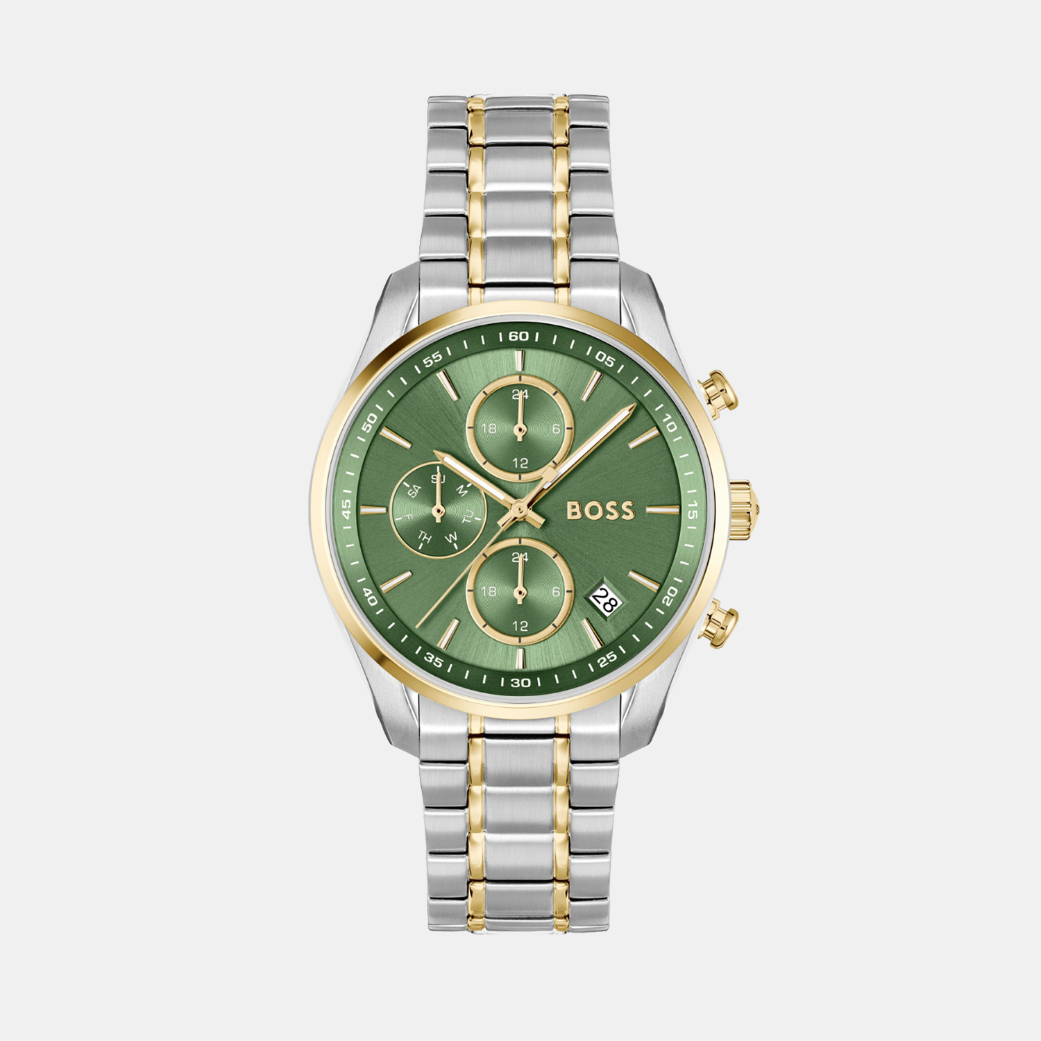 Boss Round Green Chronograph watch