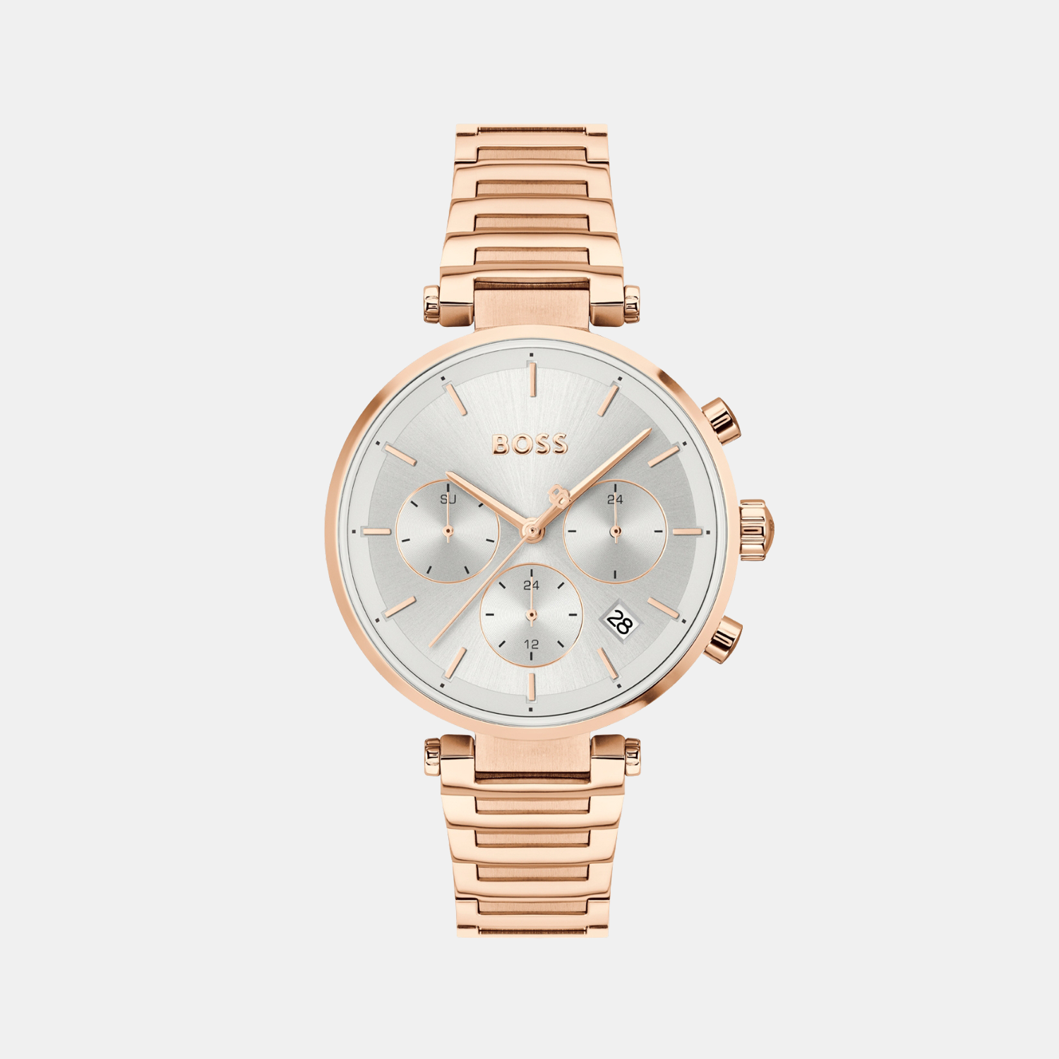Boss Round Silver White Chronograph watch