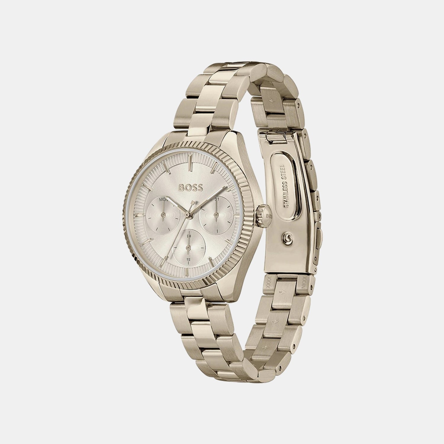 Sage Sport Women Quartz Pink Dial Multi-Function Stainless Steel Watch 1502801