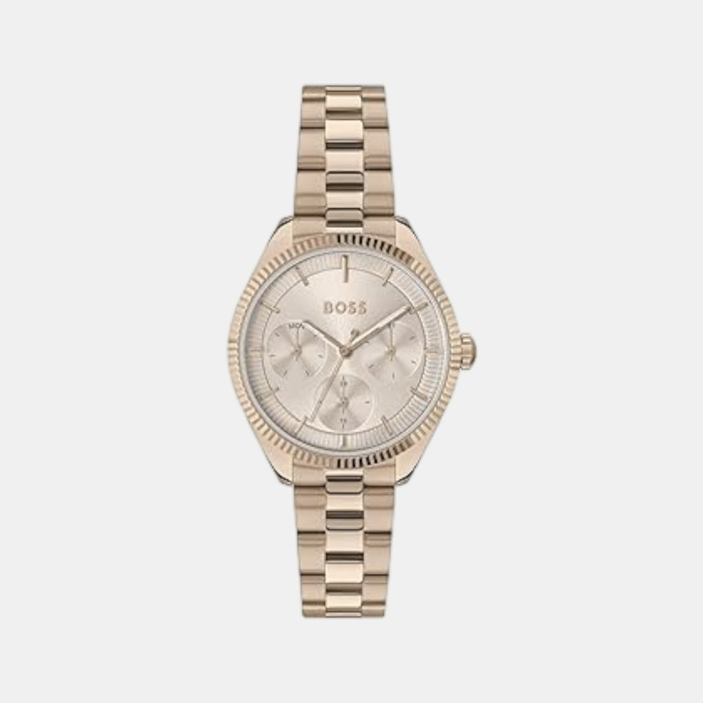 Sage Sport Women Quartz Pale Rose Gold Dial Multi-Function Stainless Steel Watch 1502801