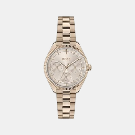 Sage Sport Women Quartz Pale Rose Gold Dial Multi-Function Stainless Steel Watch 1502801