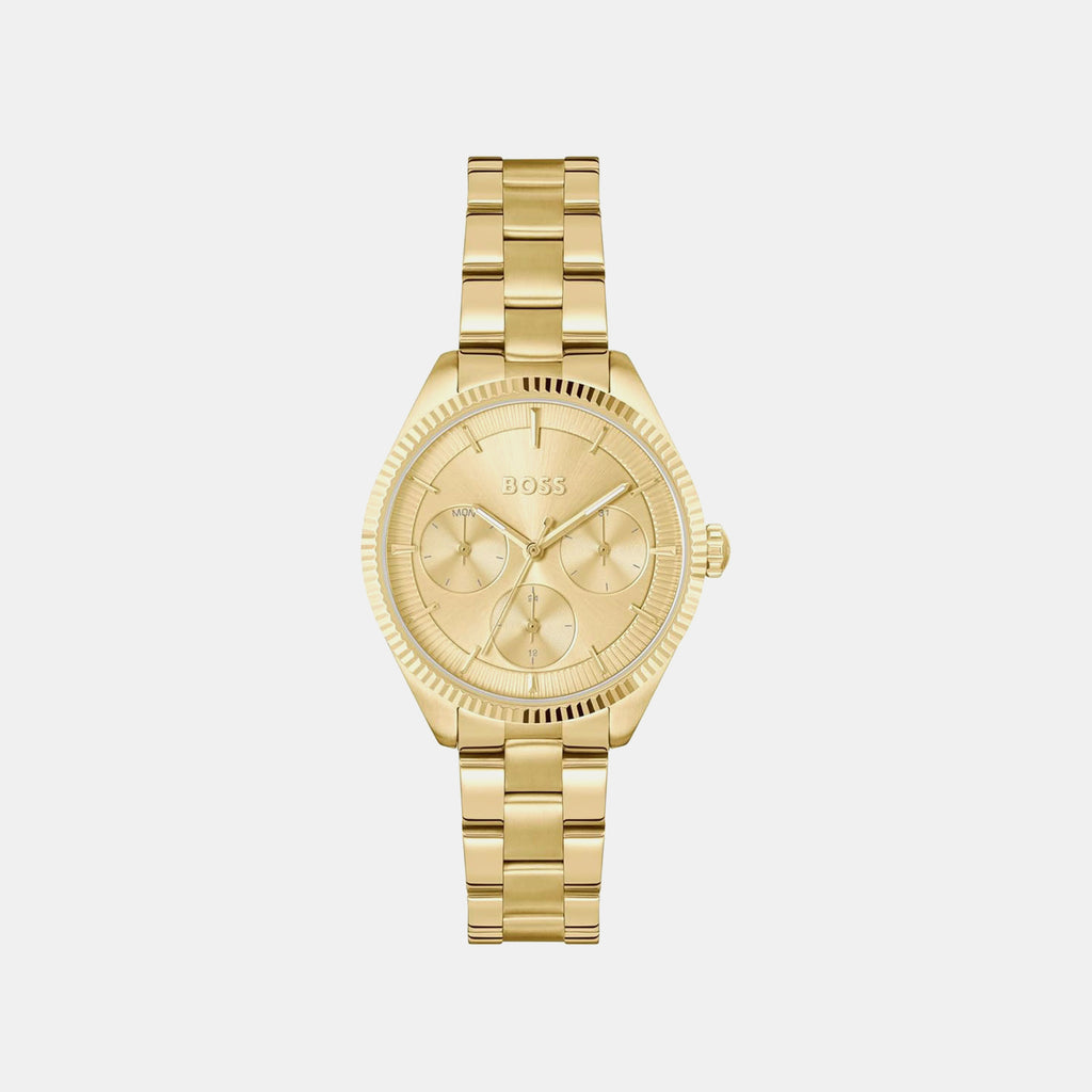 Sage Sport Women Quartz Gold Dial Multi-Function Stainless Steel Watch 1502803