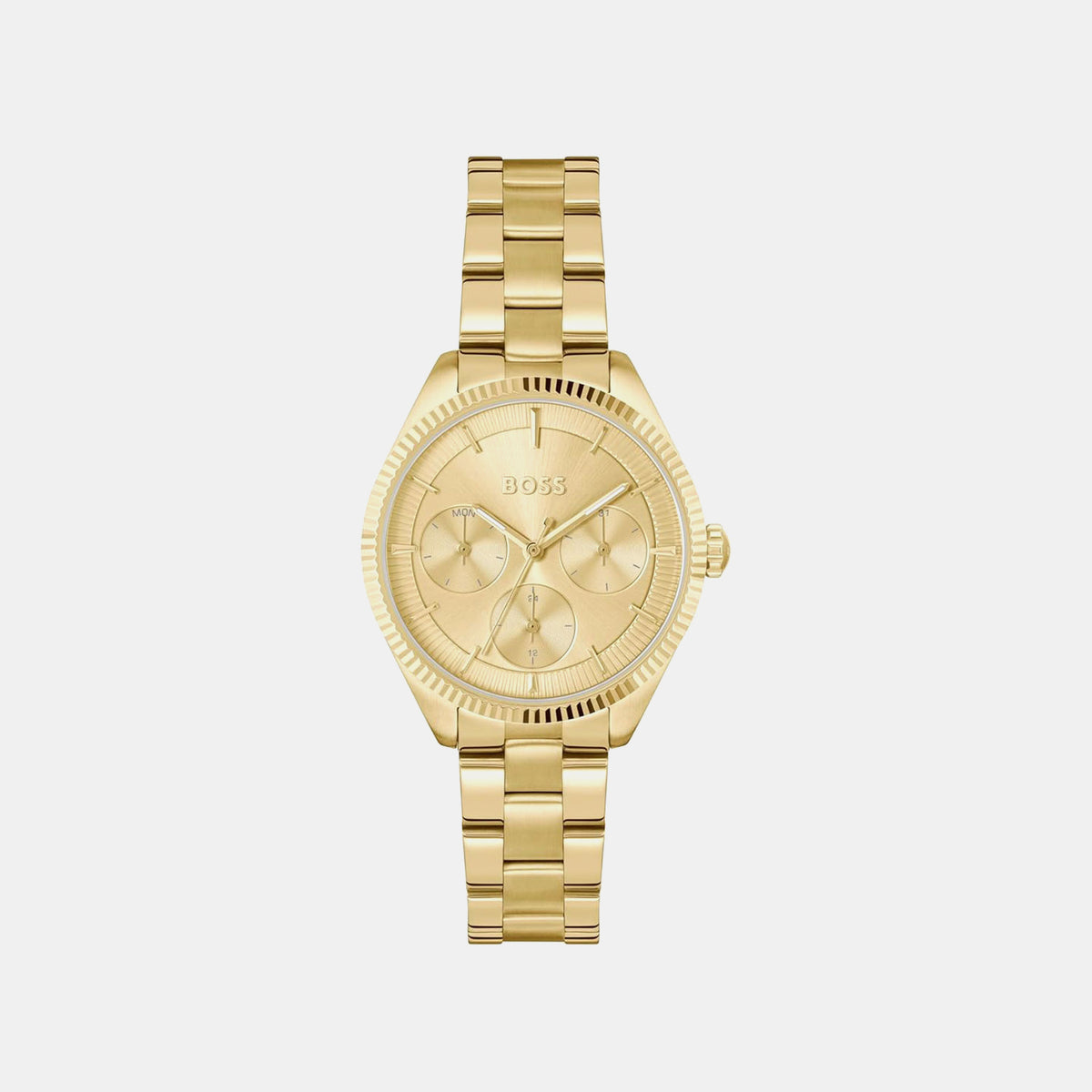 Boss Sage Women Quartz Gold Dial Multi-Function Stainless Steel Watch 1502803
