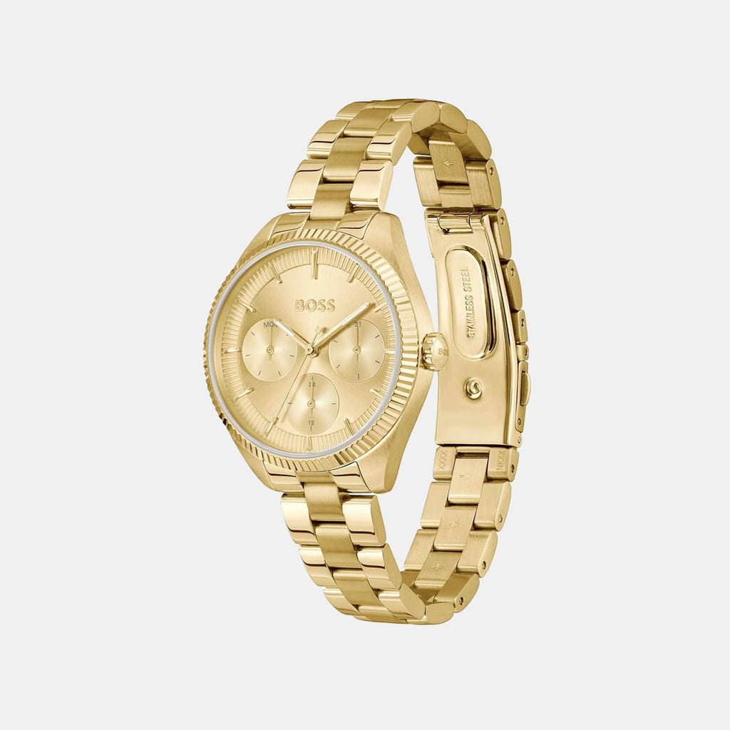 Sage Sport Women Quartz Gold Dial Multi-Function Stainless Steel Watch 1502803