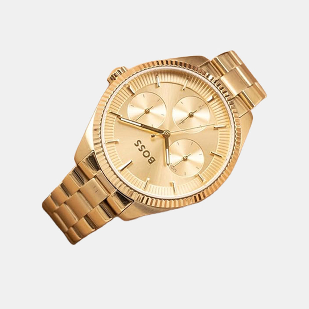 Sage Sport Women Quartz Gold Dial Multi-Function Stainless Steel Watch 1502803