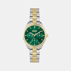 Sage Sport Women Quartz Green Dial Multi-Function Stainless Steel Watch 1502806