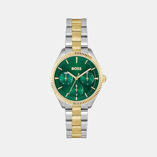 Sage Sport Women Quartz Green Dial Multi-Function Stainless Steel Watch 1502806