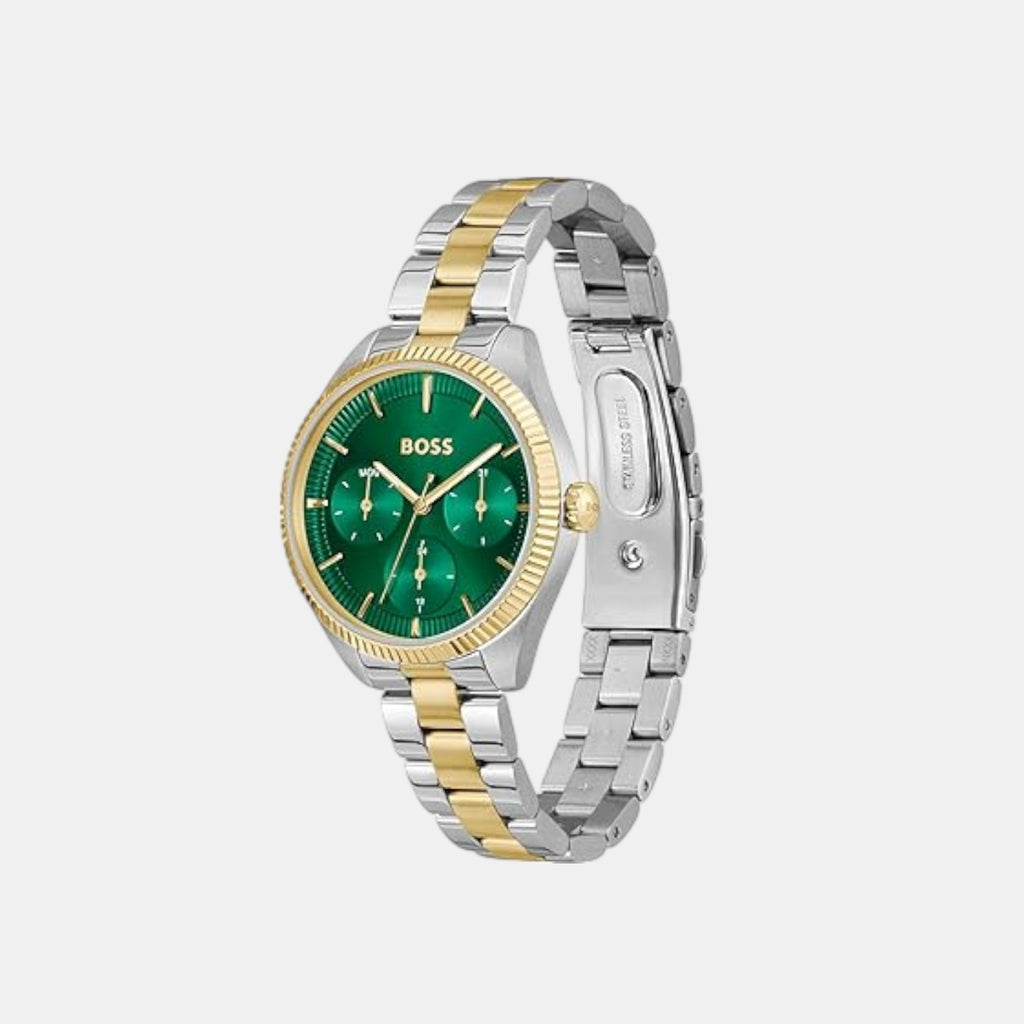 Sage Sport Women Quartz Green Dial Multi-Function Stainless Steel Watch 1502806