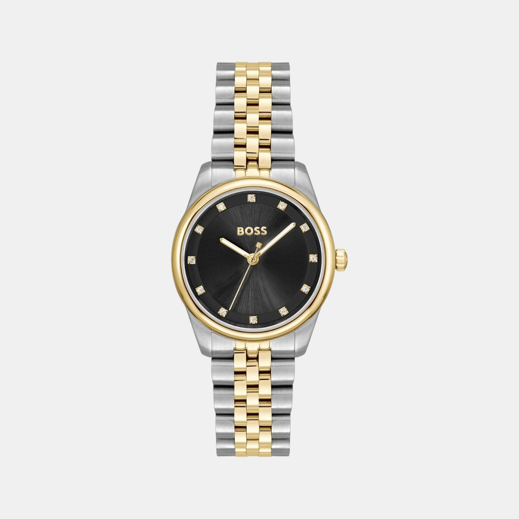 Graceful Precious Women Quartz Black Dial Analog Stainless Steel Watch 1502811
